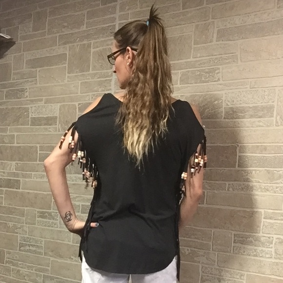 Handmade  Cold Shoulder Top w beads - Picture 5 of 6